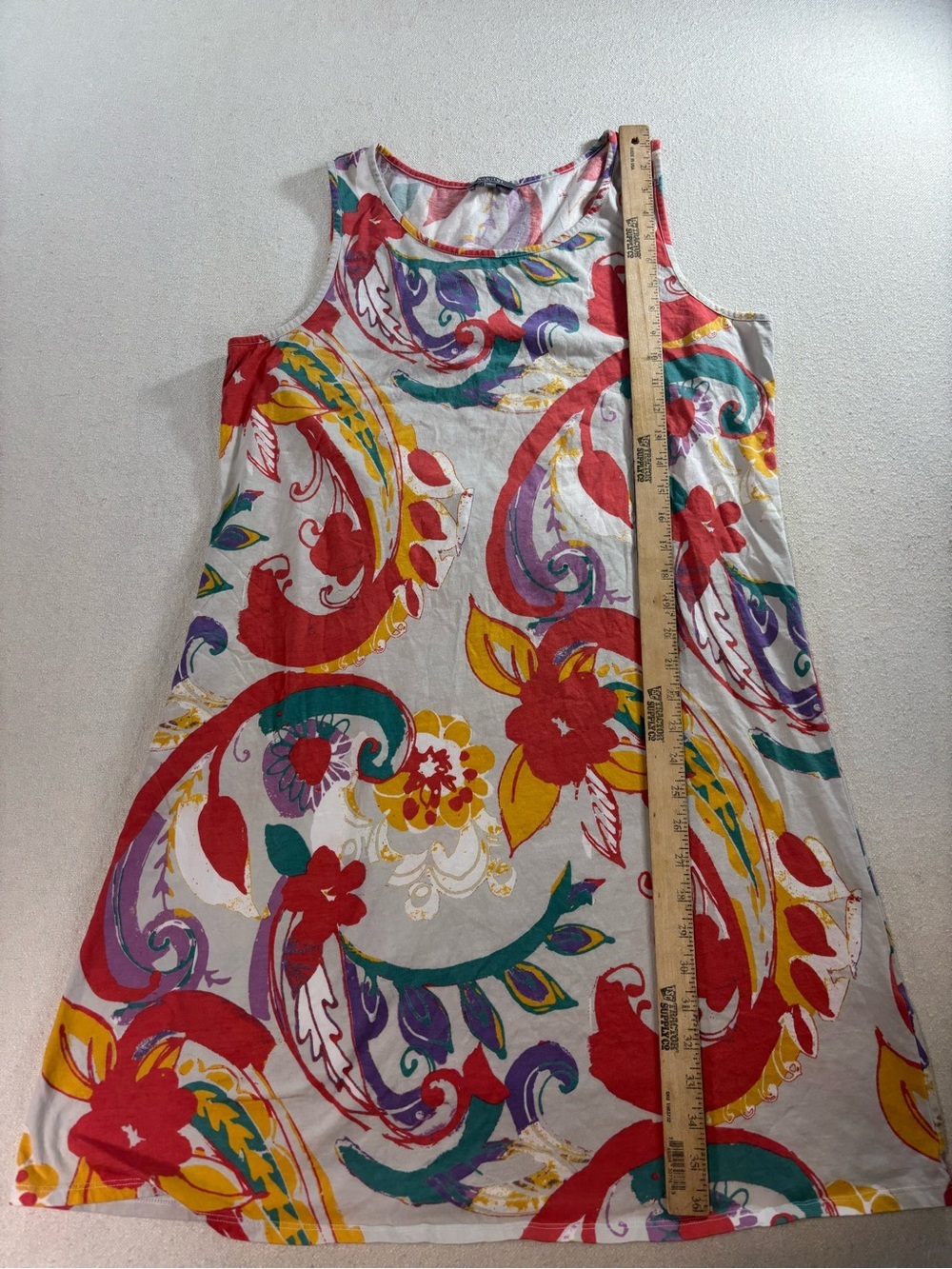 Habitat Colorful Floral Paisley Sleeveless Dress Medium Cotton A-Line - Picture 4 of 7